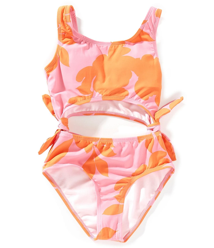 GB Big Girls Floral Cut Out One-Piece Swimsuit
