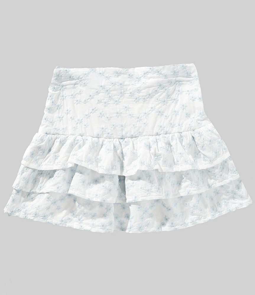 GB Big Girls Floral Embroidered Pleated Mini Skirt
