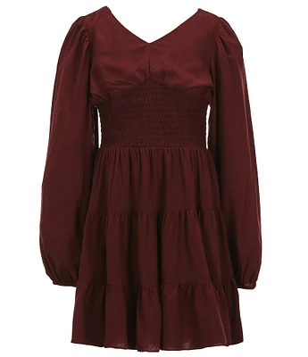 GB Big Girls Long Sleeve Smocked Waist Dress
