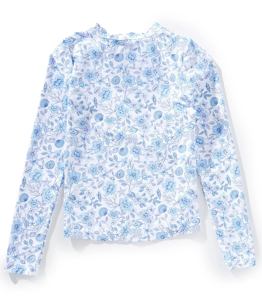 GB Big Girls Long Sleeve Tie Back Floral/Seashells Rashguard