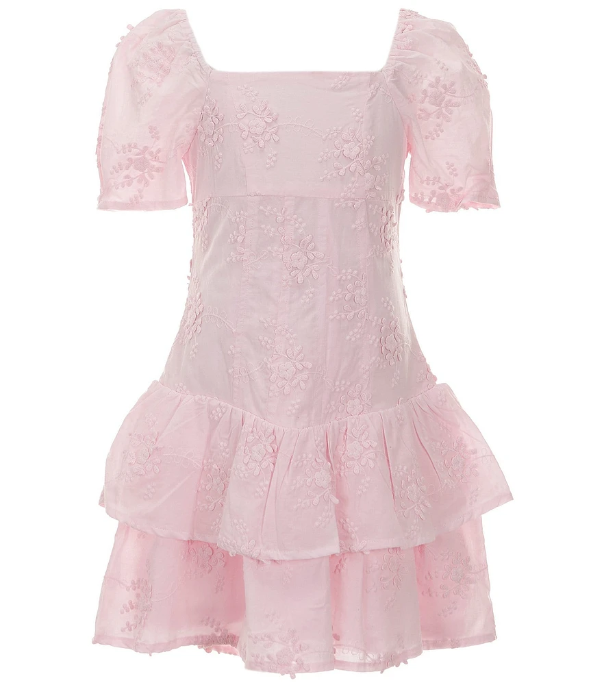 GB Big Girls Mini Embroidered Lace Tiered Dress