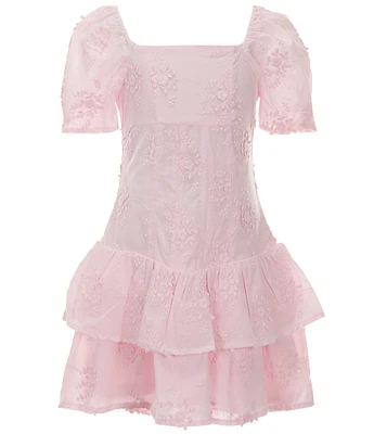 GB Big Girls Mini Embroidered Lace Tiered Dress