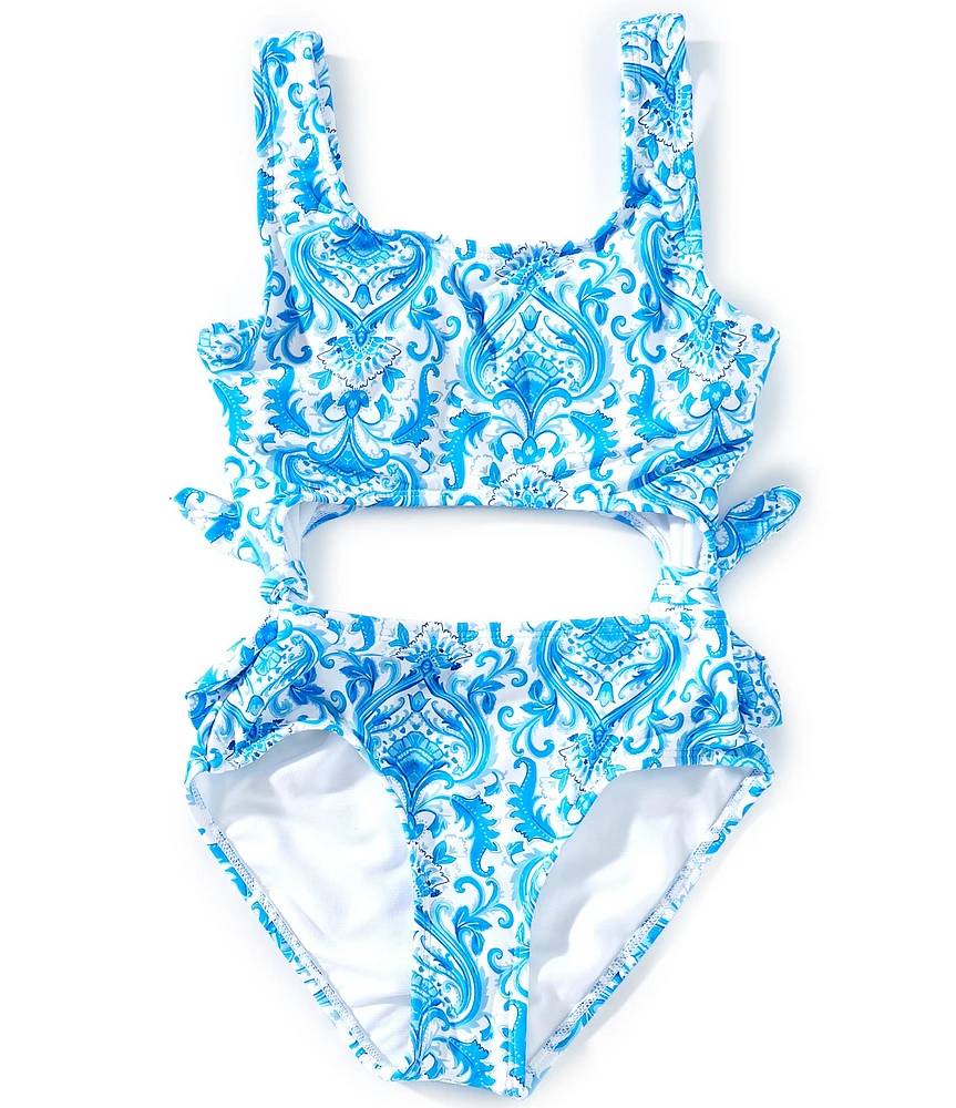 GB Big Girls Pattern Cut Out One-Piece Swimsuit