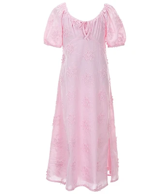 GB Big Girls Short Sleeve Lace Floral Maxi Dress