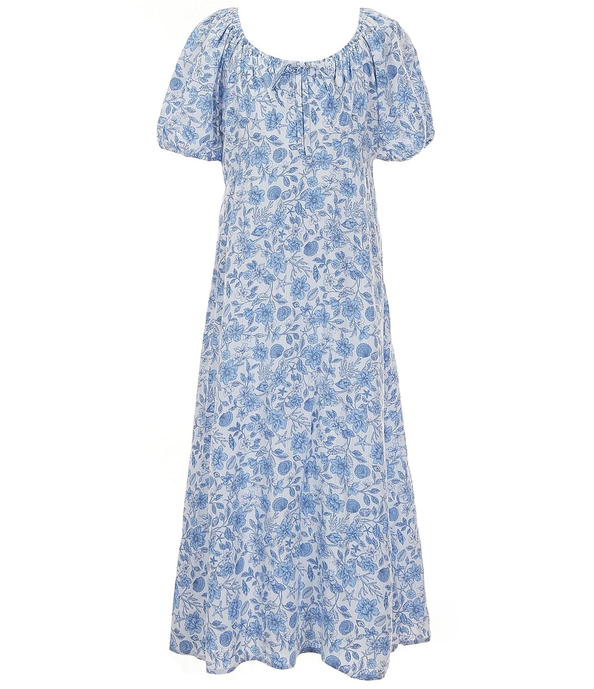GB Big Girls Short Sleeve Lurex Floral Maxi Dress