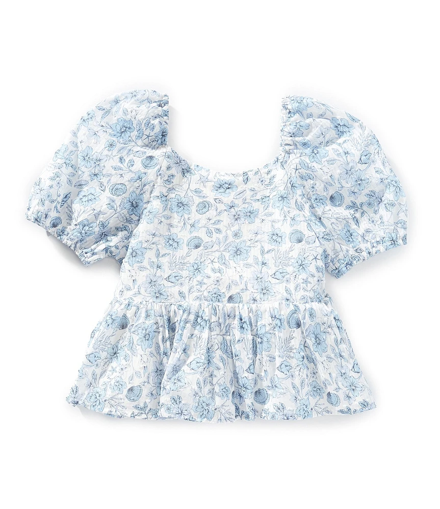 GB Big Girls Short Sleeve Woven Babydoll Floral Top