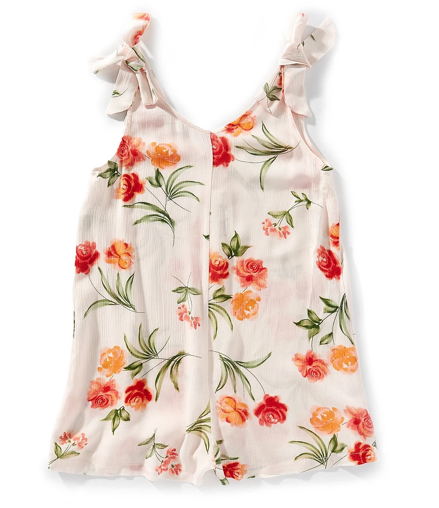 GB Big Girls Ivory Bloom Printed Romper Swimsuit Cover Up