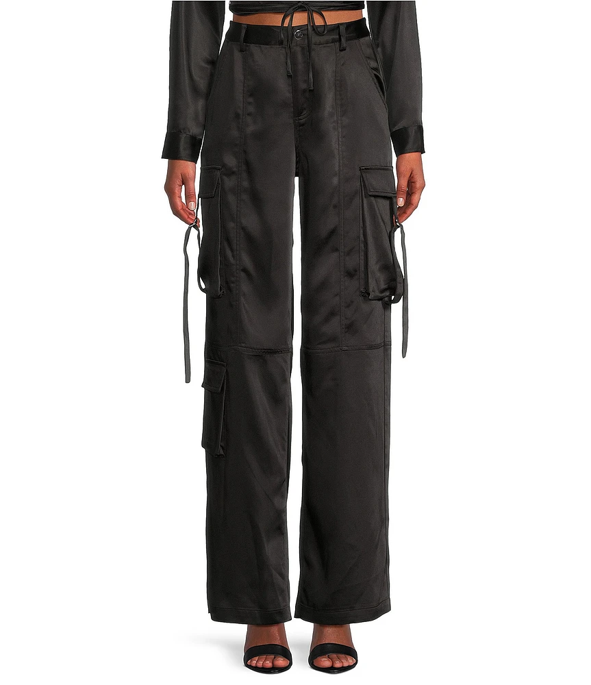 GB High Rise Coordinating Satin Cargo Pants