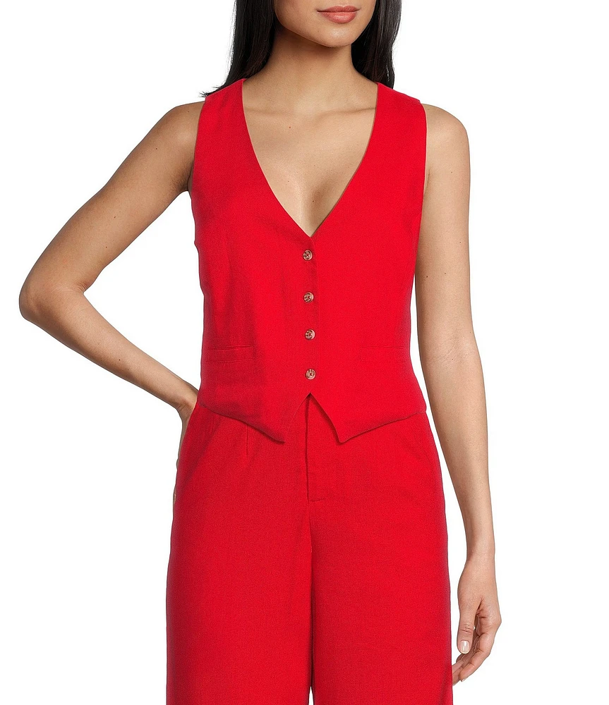 GB Coordinating Linen Blend Vest