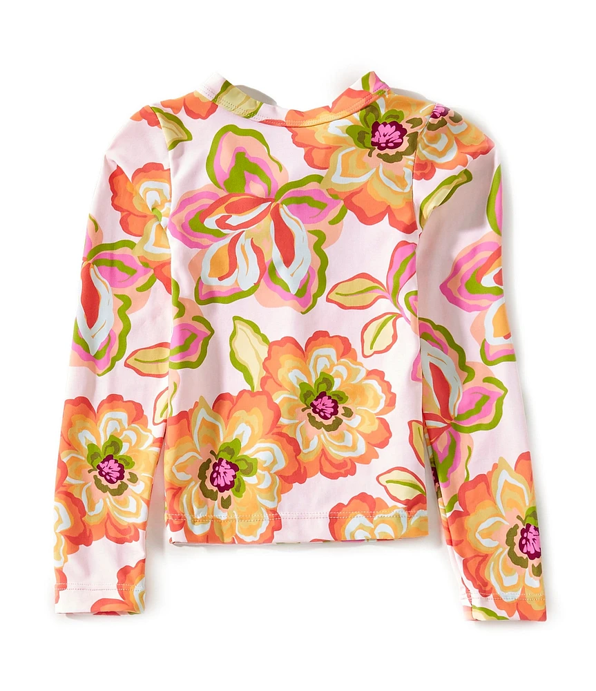 GB Little Girls Long Sleeve Tie Back Floral Rashguard