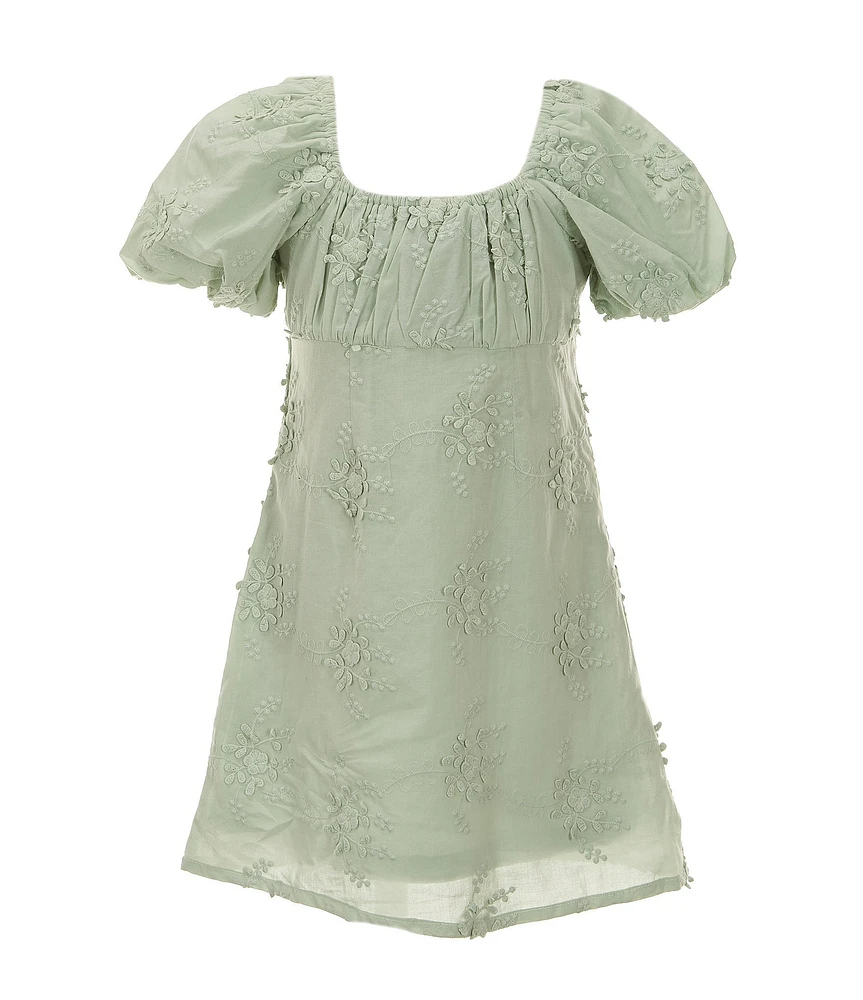 GB Little Girls Charlotte Lace Puff Sleeve Dress