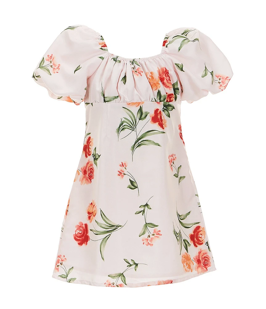 GB Little Girls Charlotte Print Puff Sleeve Dress