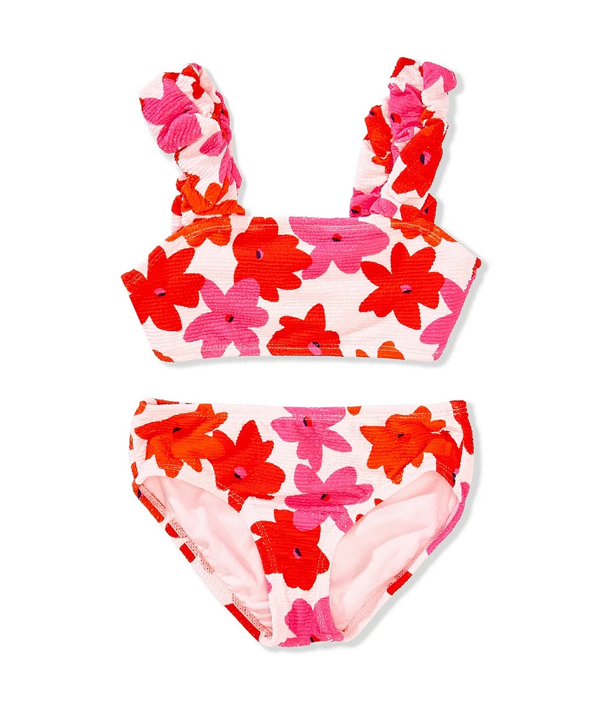 GB Little Girls Floral Scrunch Bungee Strap 2-Piece Swimsuit