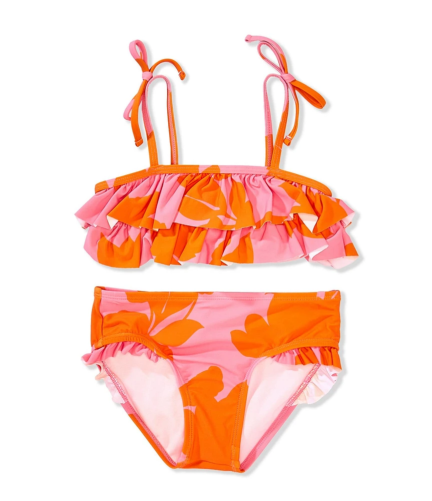 GB Little Girls Flounce Floral Bandeau Bralette Two-Piece Swimsuit