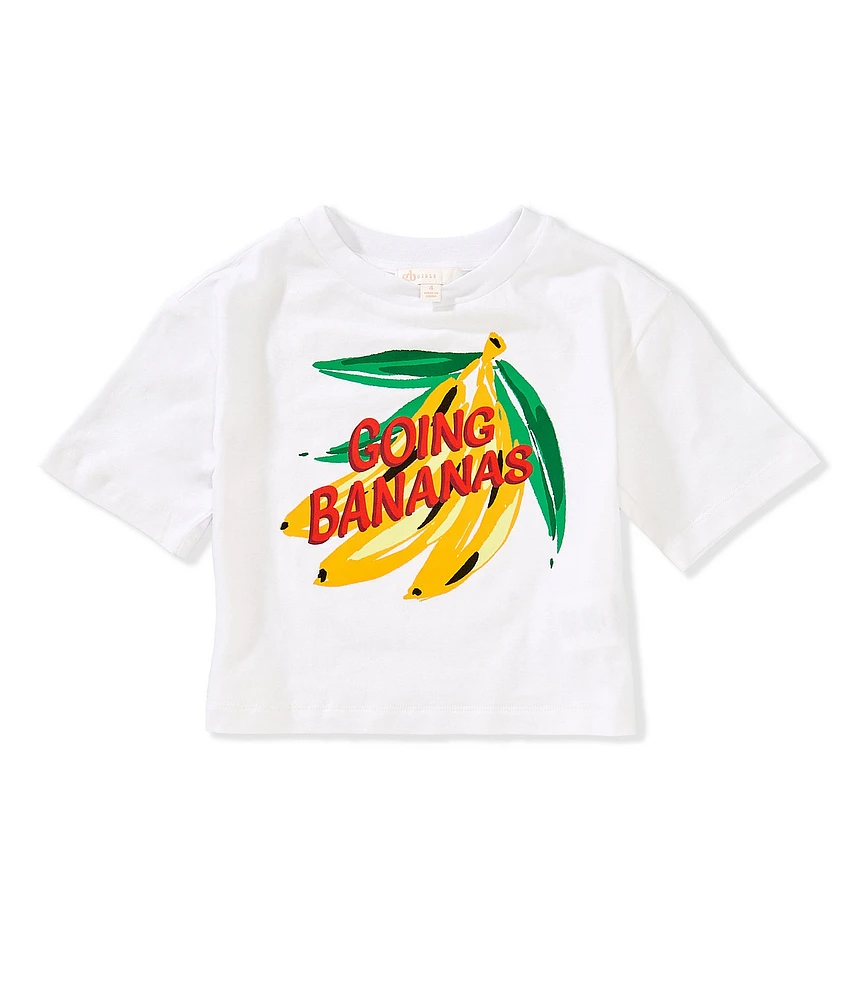 GB Little Girls Knit Boxy Going Bananas Graphic T-Shirt