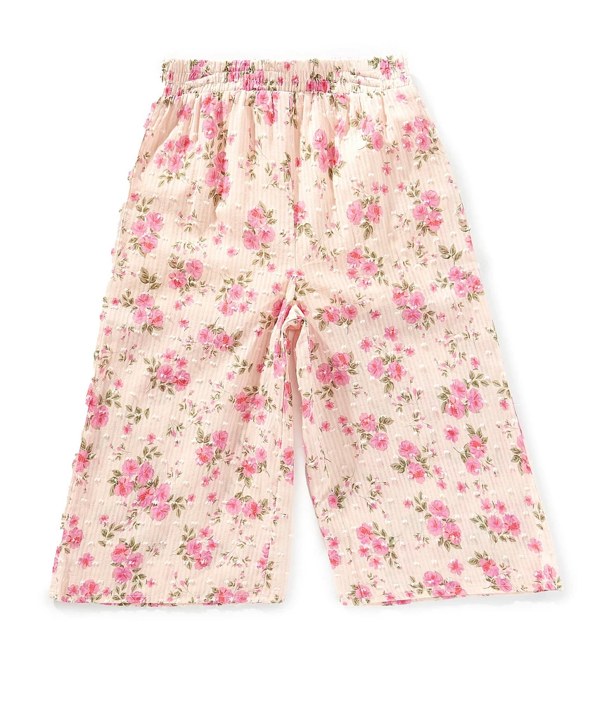 GB Little Girls Lurex Floral Wide Leg Ankle-Length Pants