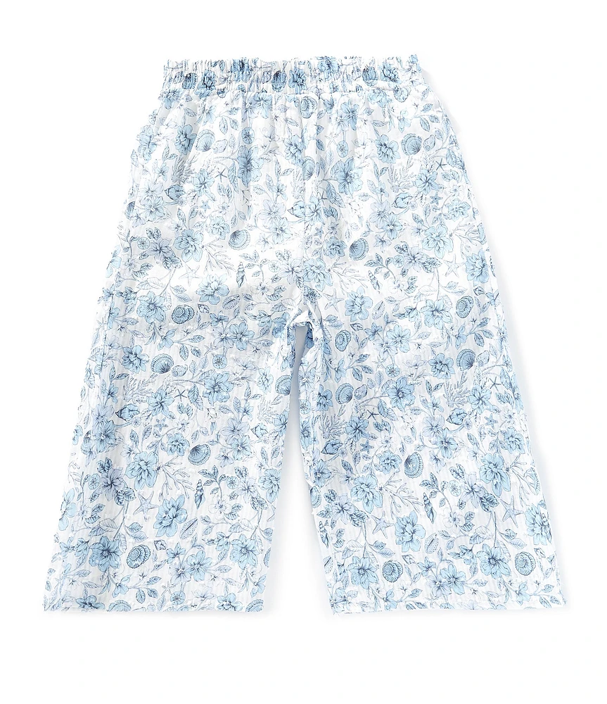 GB Little Girls Lurex Floral/Seashell Wide Leg Ankle-Length Pants