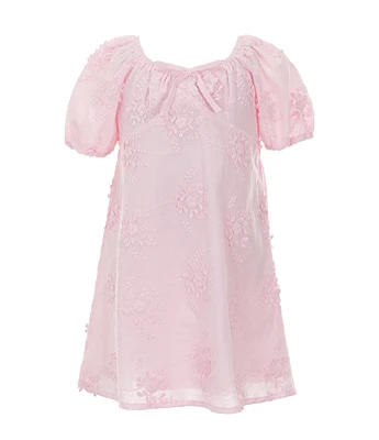 GB Little Girls Short Sleeve Lace Floral Mini Dress