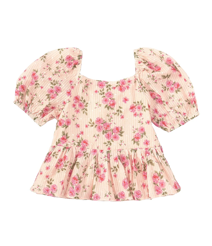 GB Little Girls Short-Sleeve Woven Babydoll Floral Top