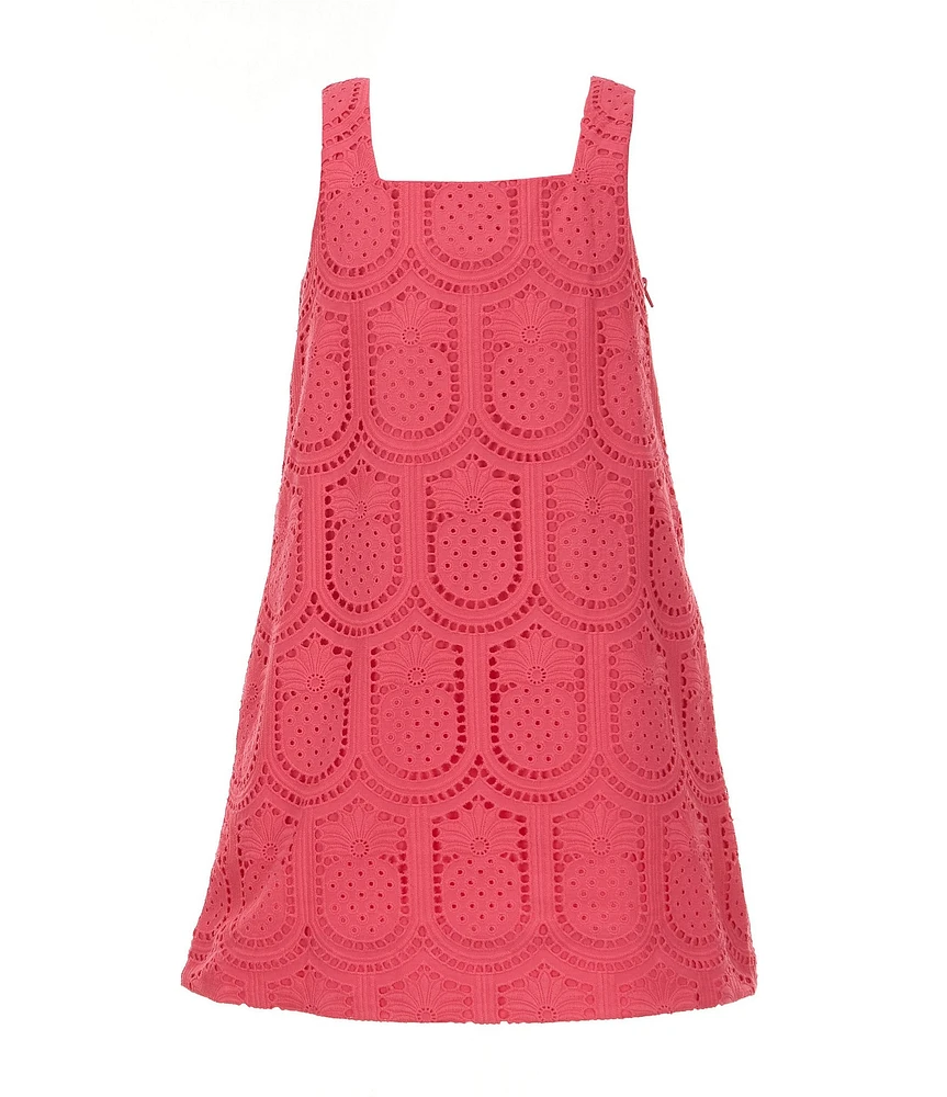 GB Little Girls Square Neck Sleeveless Eyelet Shift Dress