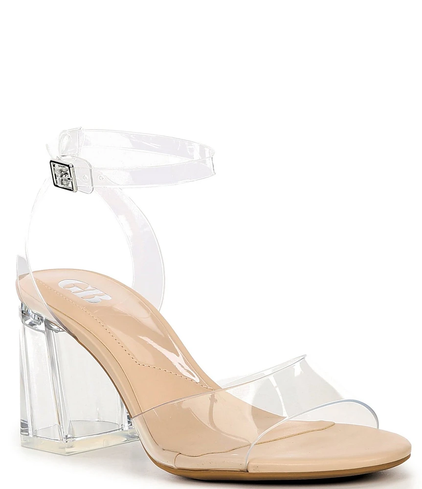 GB So-Pretty Clear Ankle Strap Block Heel Sandals