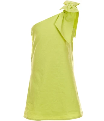 GB Social Big Girls Bow One Shoulder Linen Dress