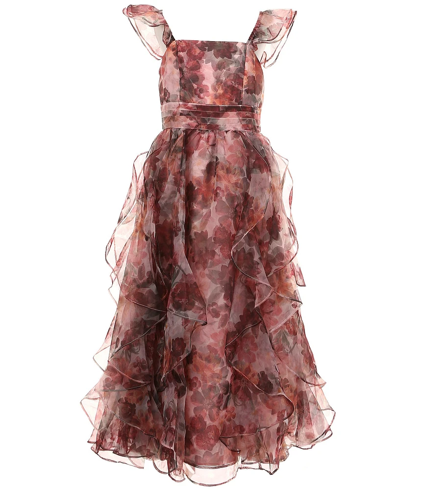 GB Social Big Girls Floral Organza Long Dress