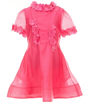 GB Social Big Girls Short Sleeve Floral Applique Dress