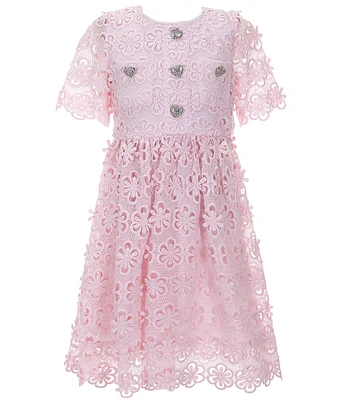 GB Social Big Girls Short Sleeve Floral Lace Dress