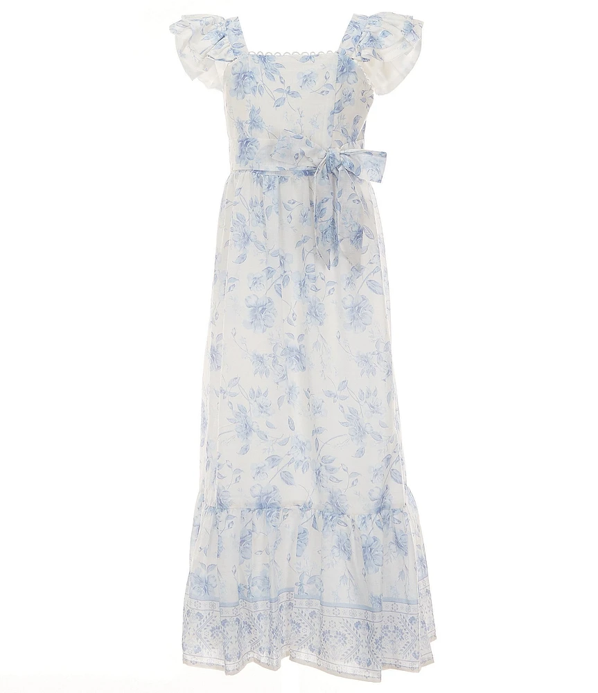 GB Social Big Girls Sleeveless Border Print Maxi Dress