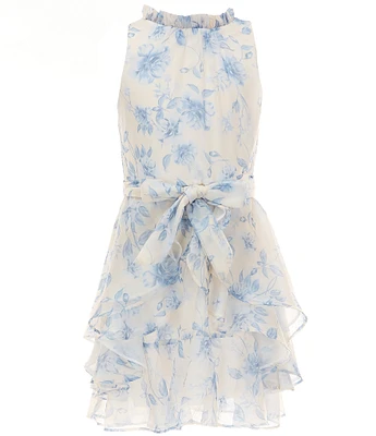 GB Social Big Girls Sleeveless Floral High Neck Dress