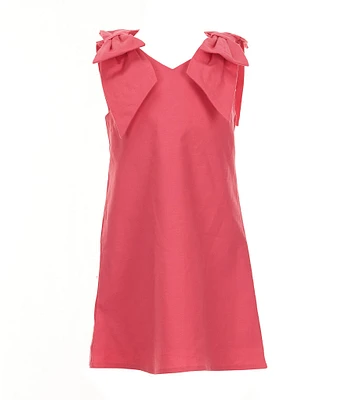 GB Social Little Girls Bow Shoulder Linen Dress