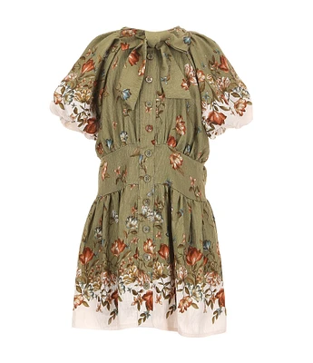 GB Social Little Girls Button Front Floral Dress