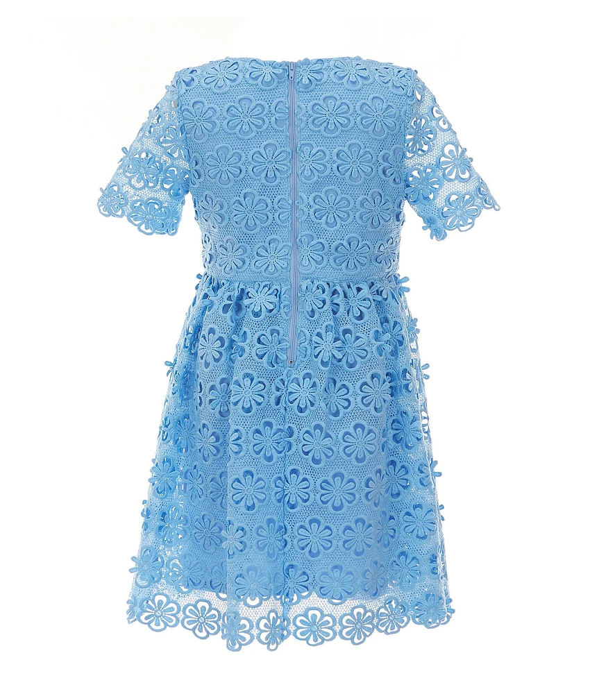 GB Social Little Girls Short Sleeve Floral Lace Dress