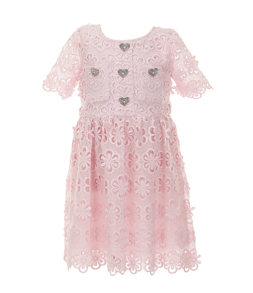 GB Social Little Girls Short Sleeve Floral Lace Dress