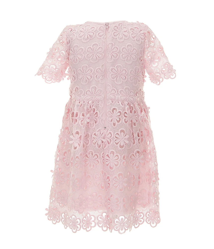 GB Social Little Girls Short Sleeve Floral Lace Dress