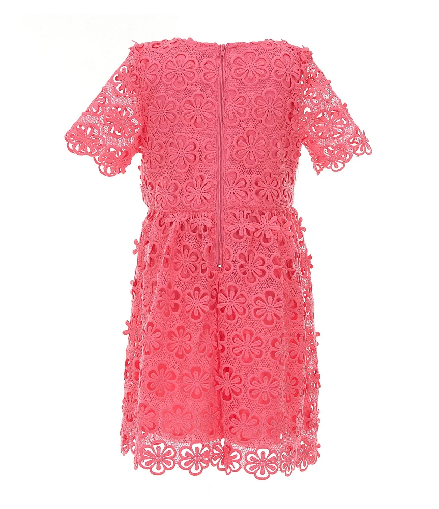 GB Social Little Girls Short Sleeve Floral Lace Dress