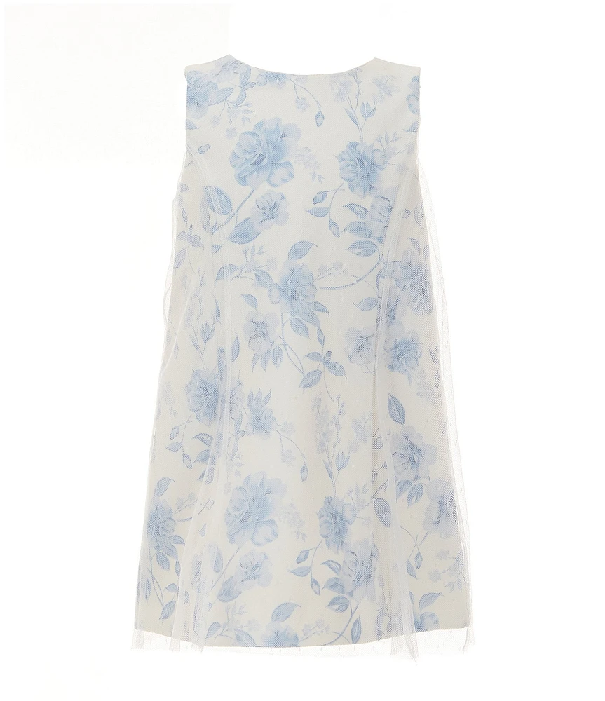 GB Social Little Girls Sleeveless Trapeze Overlay Dress
