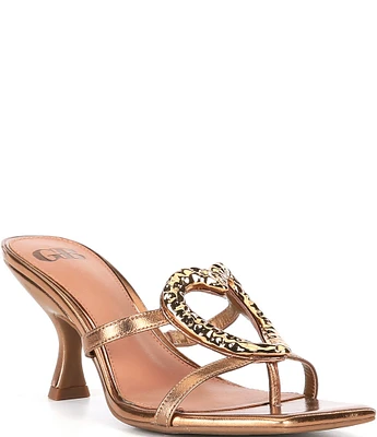 GB Soul-Ties Metallic Leather Heart Ornament Dress Sandals