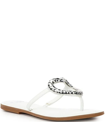 GB Summer-Luv Leather Heart Ornament Thong Sandals