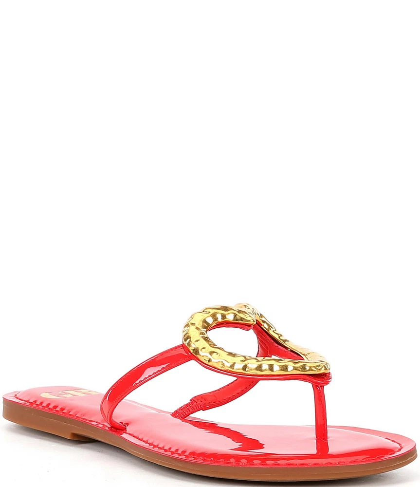 GB Summer-Luv Heart Ornament Patent Thong Sandals
