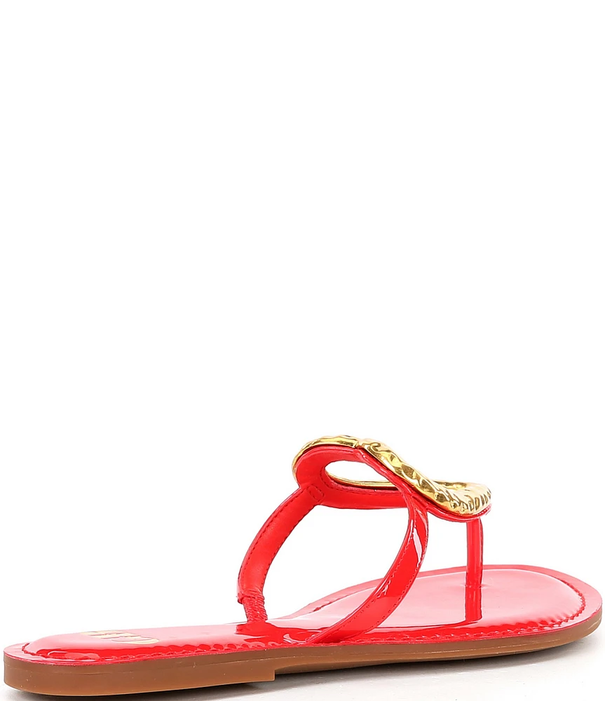 GB Summer-Luv Heart Ornament Patent Thong Sandals