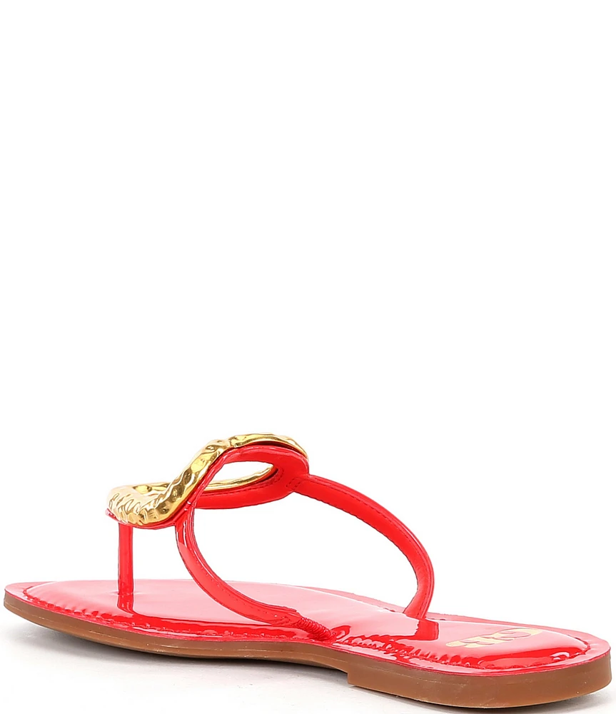 GB Summer-Luv Heart Ornament Patent Thong Sandals