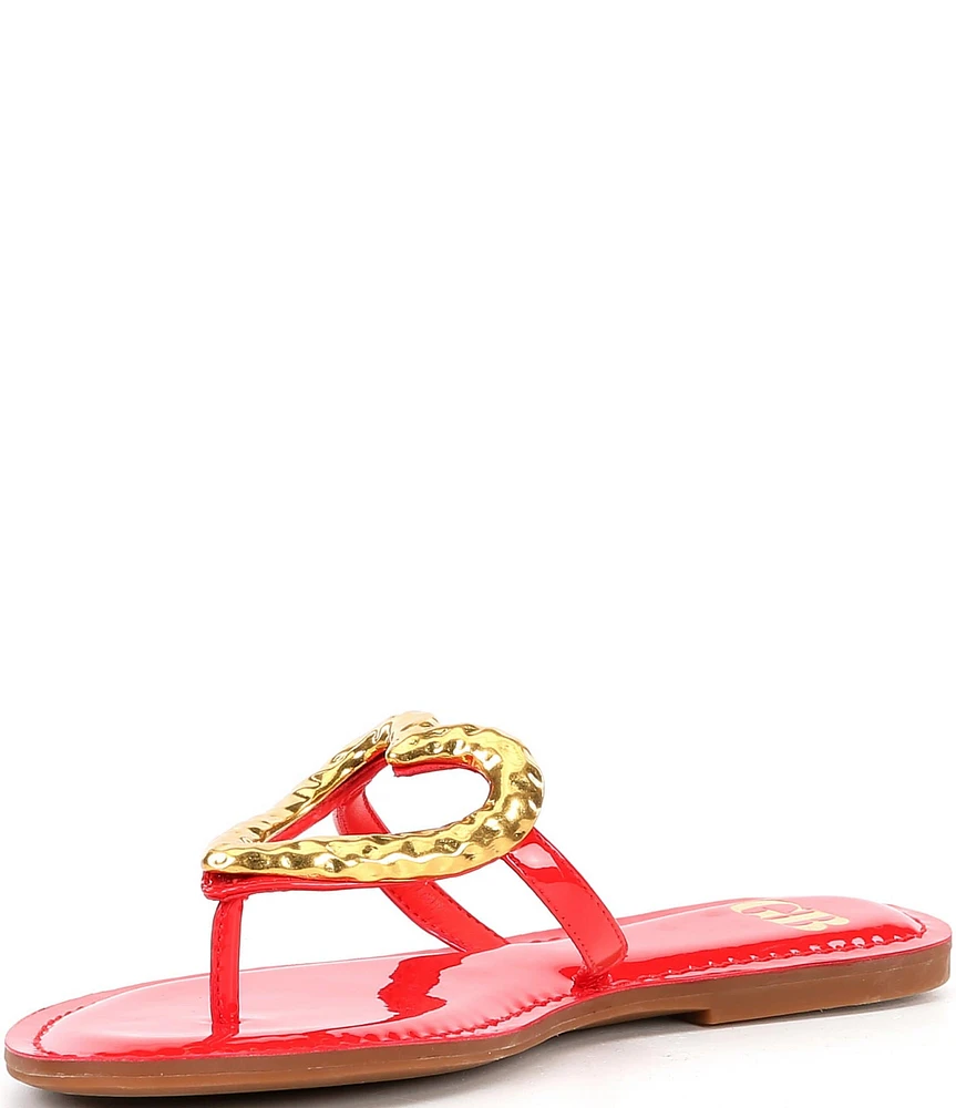 GB Summer-Luv Heart Ornament Patent Thong Sandals