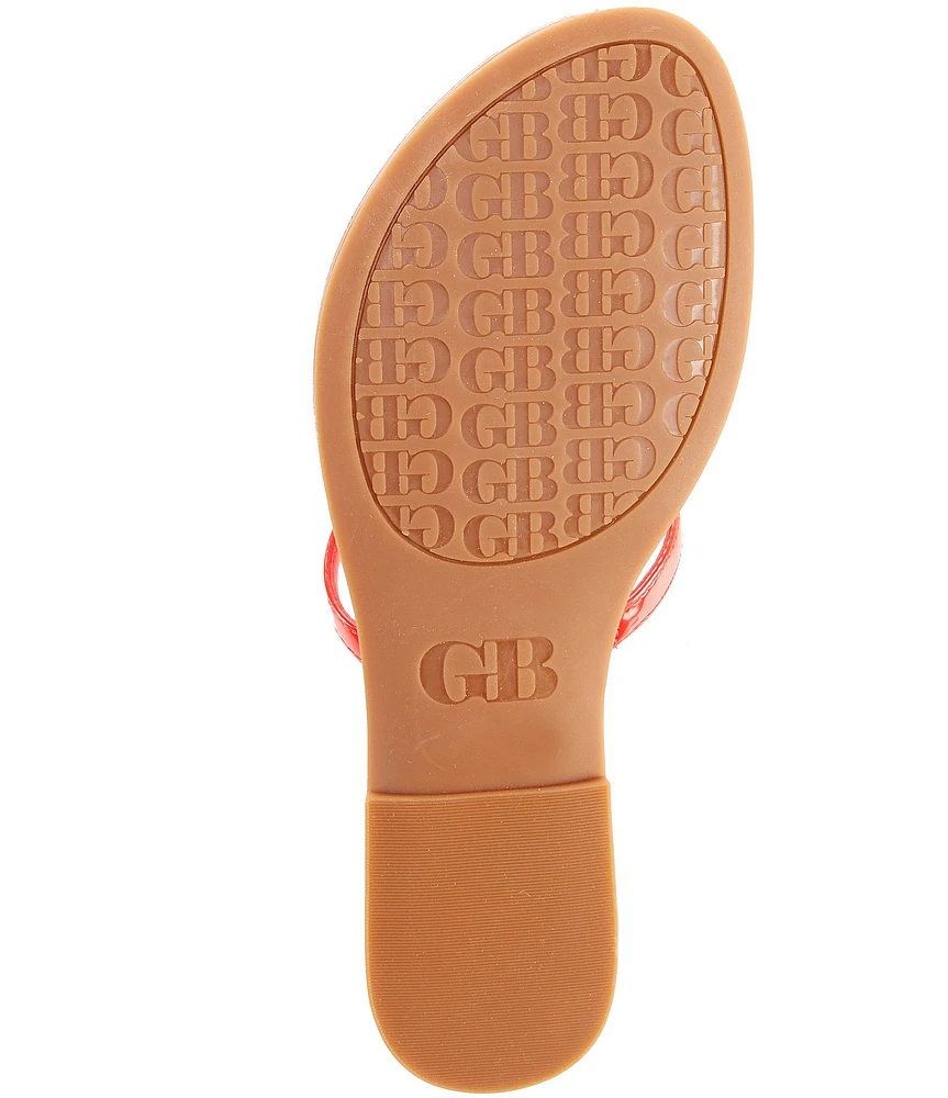 GB Summer-Luv Heart Ornament Patent Thong Sandals