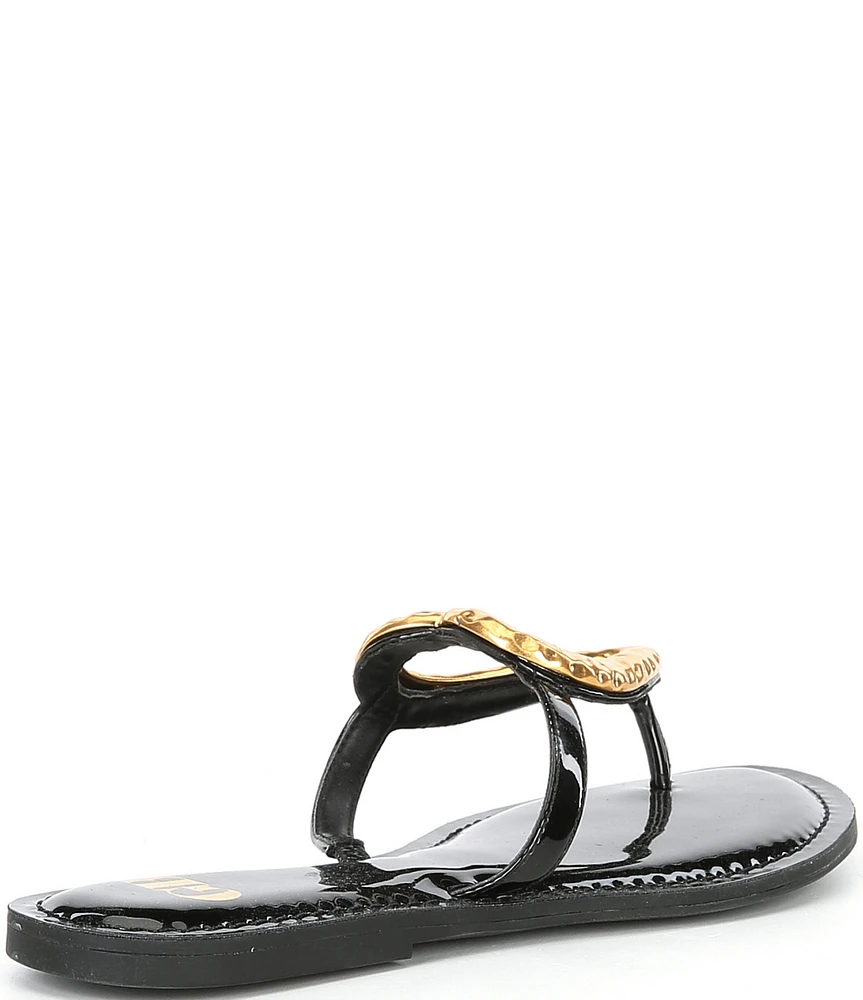 GB Summer-Luv Heart Ornament Patent Thong Sandals