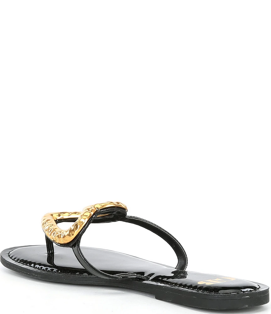 GB Summer-Luv Heart Ornament Patent Thong Sandals