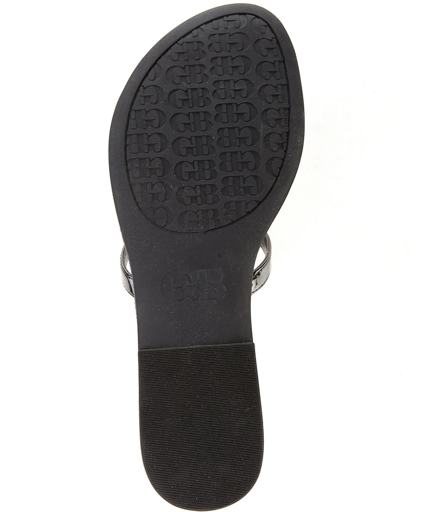 GB Summer-Luv Heart Ornament Patent Thong Sandals