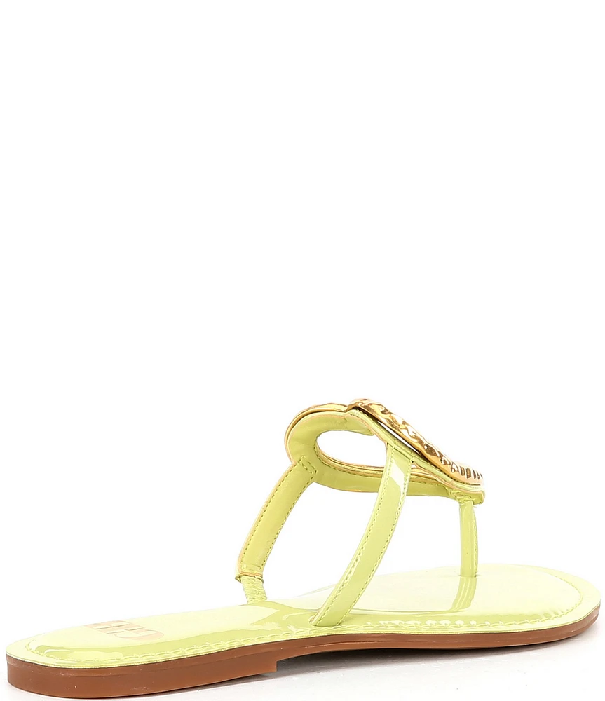 GB Summer-Luv Heart Ornament Patent Thong Sandals