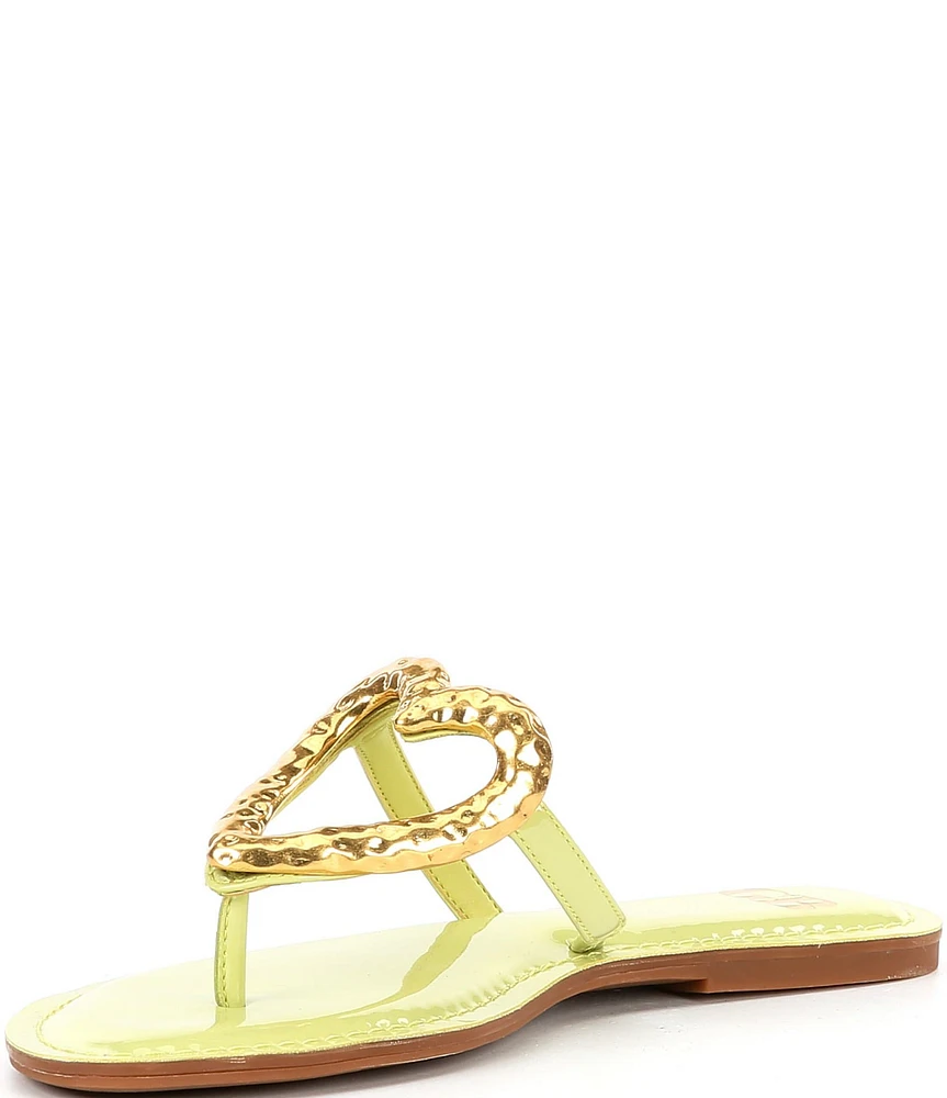 GB Summer-Luv Heart Ornament Patent Thong Sandals